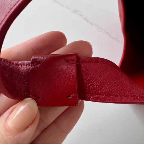 Reformation Small Leather Silvana Bucket Bag - Lipstick Red - Picture 10 of 16